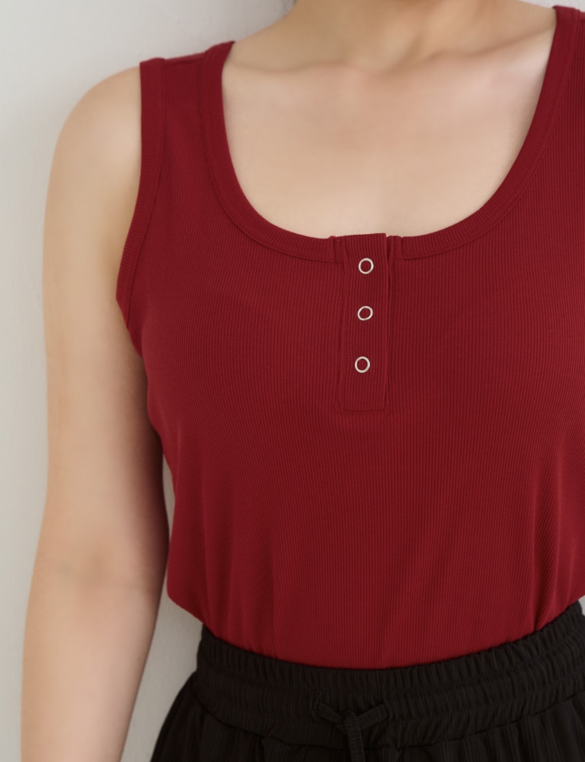 Cooling Lyocell Ribbed Crewneck Plus Size Tank Top