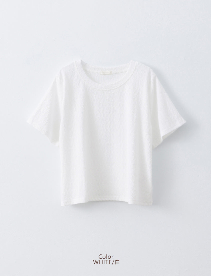 Basic Crinkle Plus Size Crewneck Top