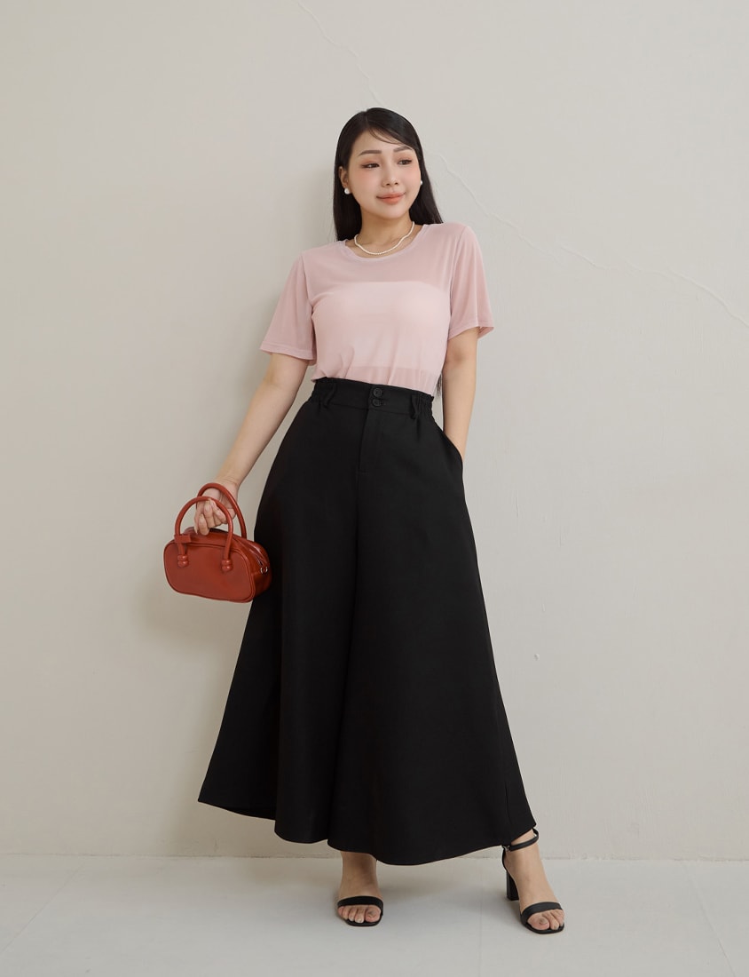 MISS. Casual Sheer Crewneck Plus Size Top