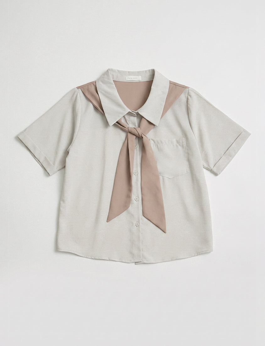 MISS. Morandi Faux Two Piece Plus Size Shirt (With Shawl)