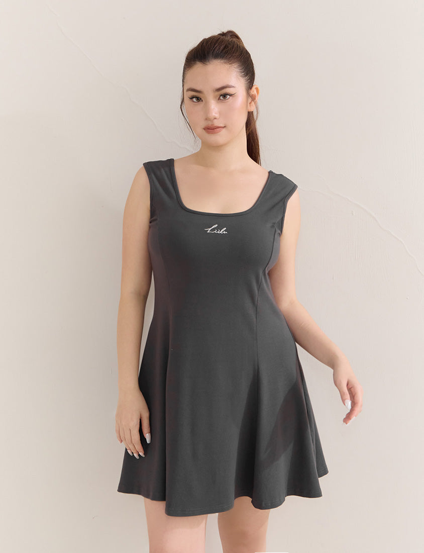 Embroidered Elastic Waist Plus Size Mini Dress