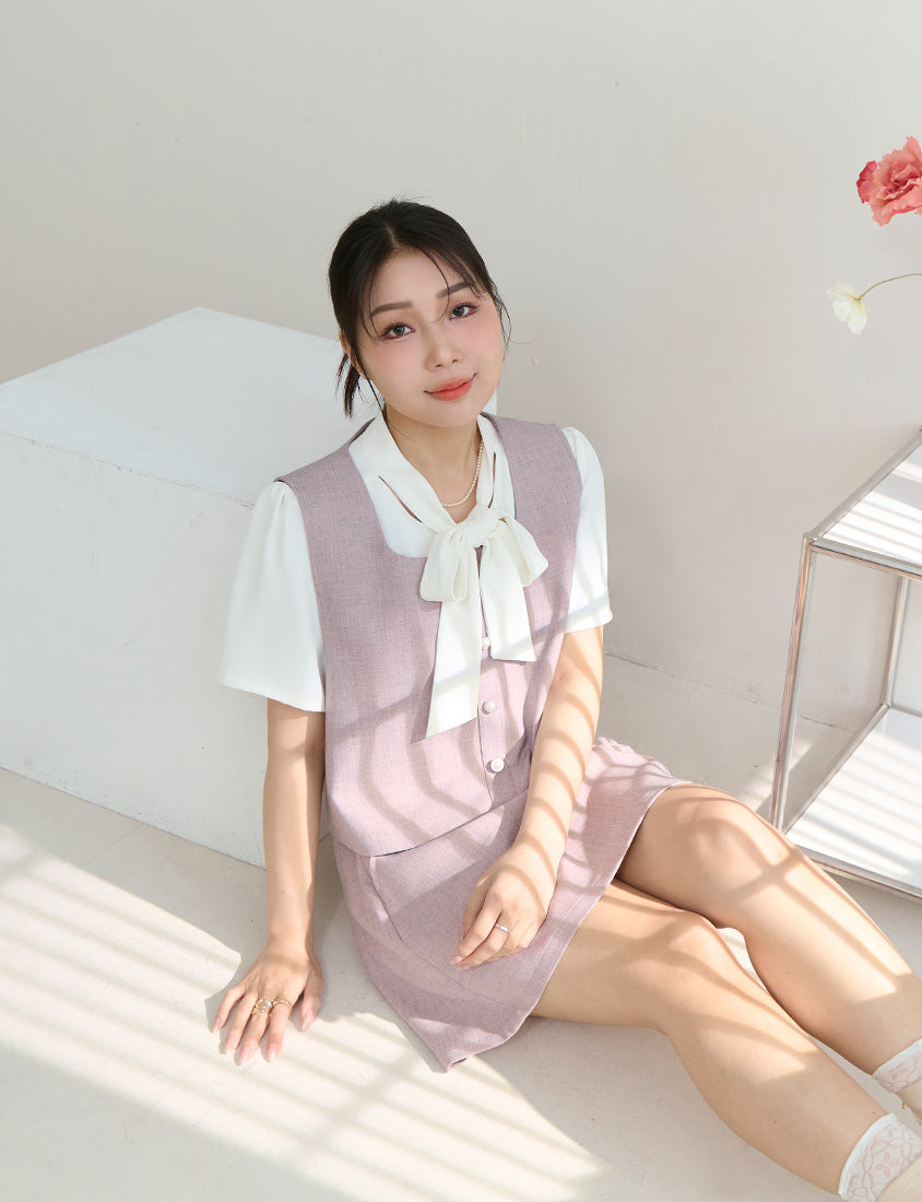 MISS. Korean Style Pearl Button Plus Size Tailored Vest
