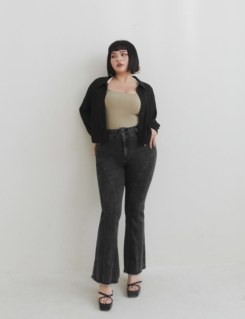 MUA! Sheer Textured Stitch Plus Size Cropped Jacket