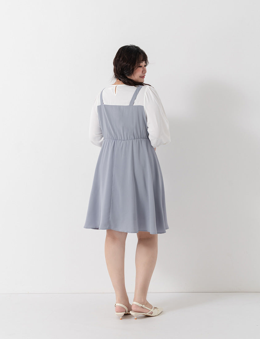 Sweet Slim Fit Faux Two-Piece Plus Size Mini Dress