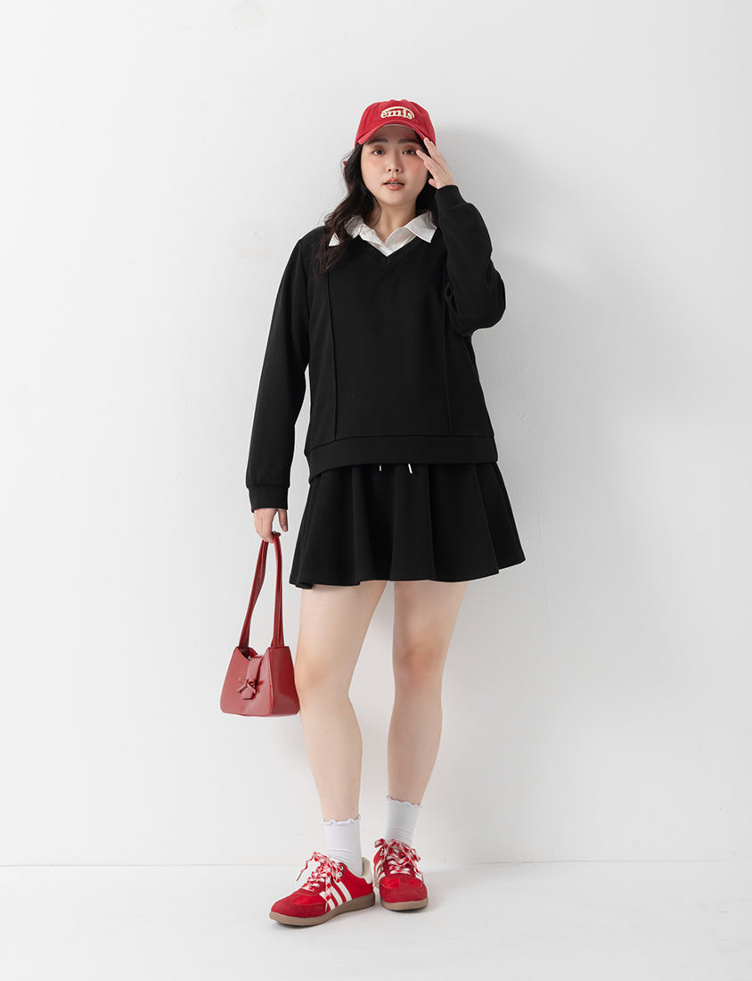 QQ Yogurt Touch Cotton Comfy A-Line Plus Size Mini Skirt
