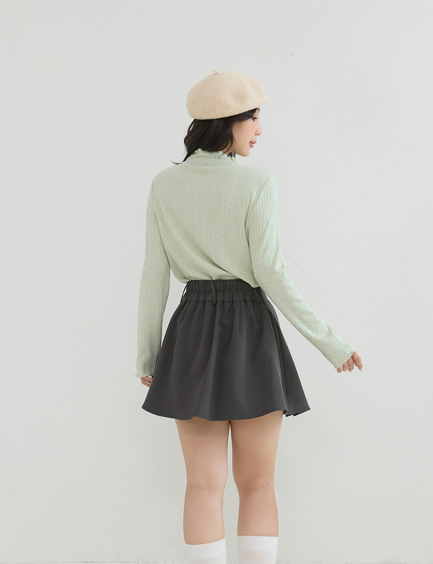 Soft Cable Knit Ribbed Rolled Edges Long Sleeve Plus Size Top