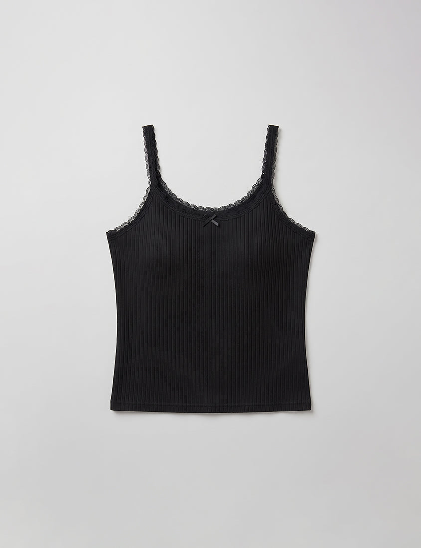 POBRA Cute Lace-Trimmed Ribbed Padded Plus Size Bra Top