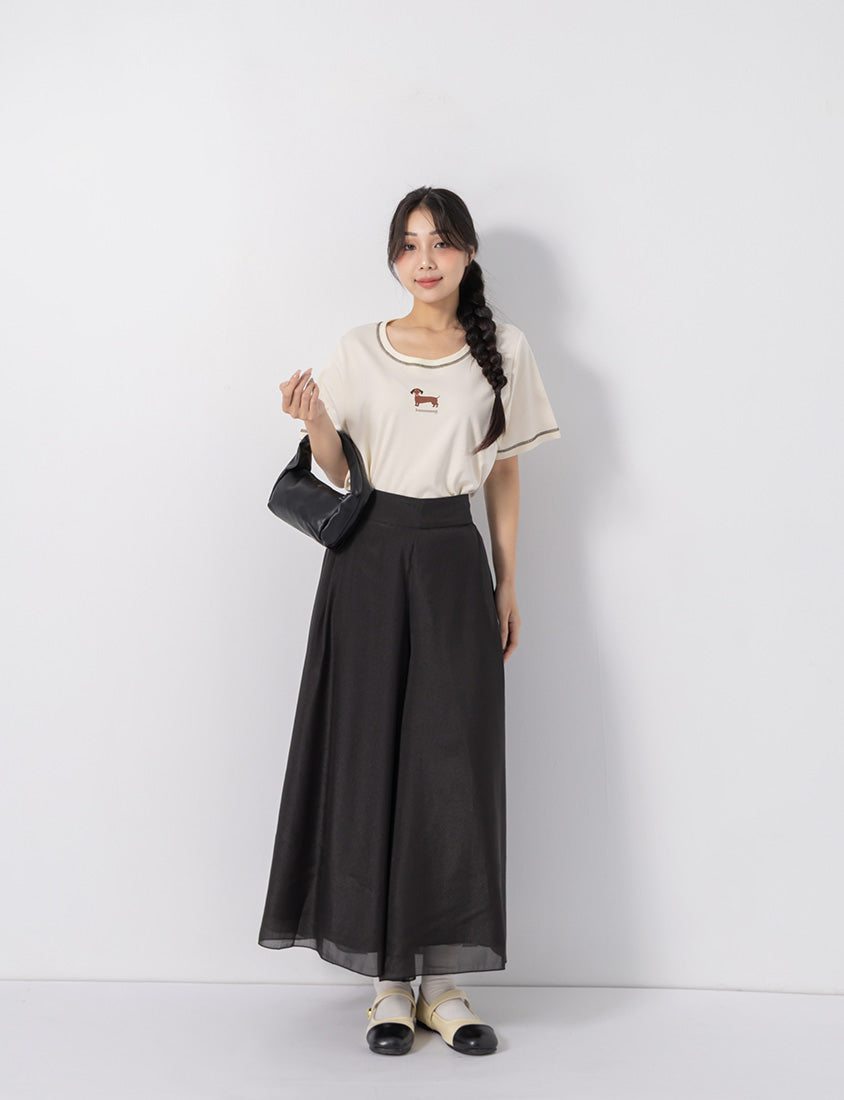 Wide Waistband Ethereal Sheer Plus Size Wide Leg Pants
