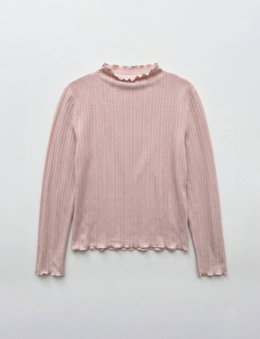 Soft Cable Knit Ribbed Rolled Edges Long Sleeve Plus Size Top