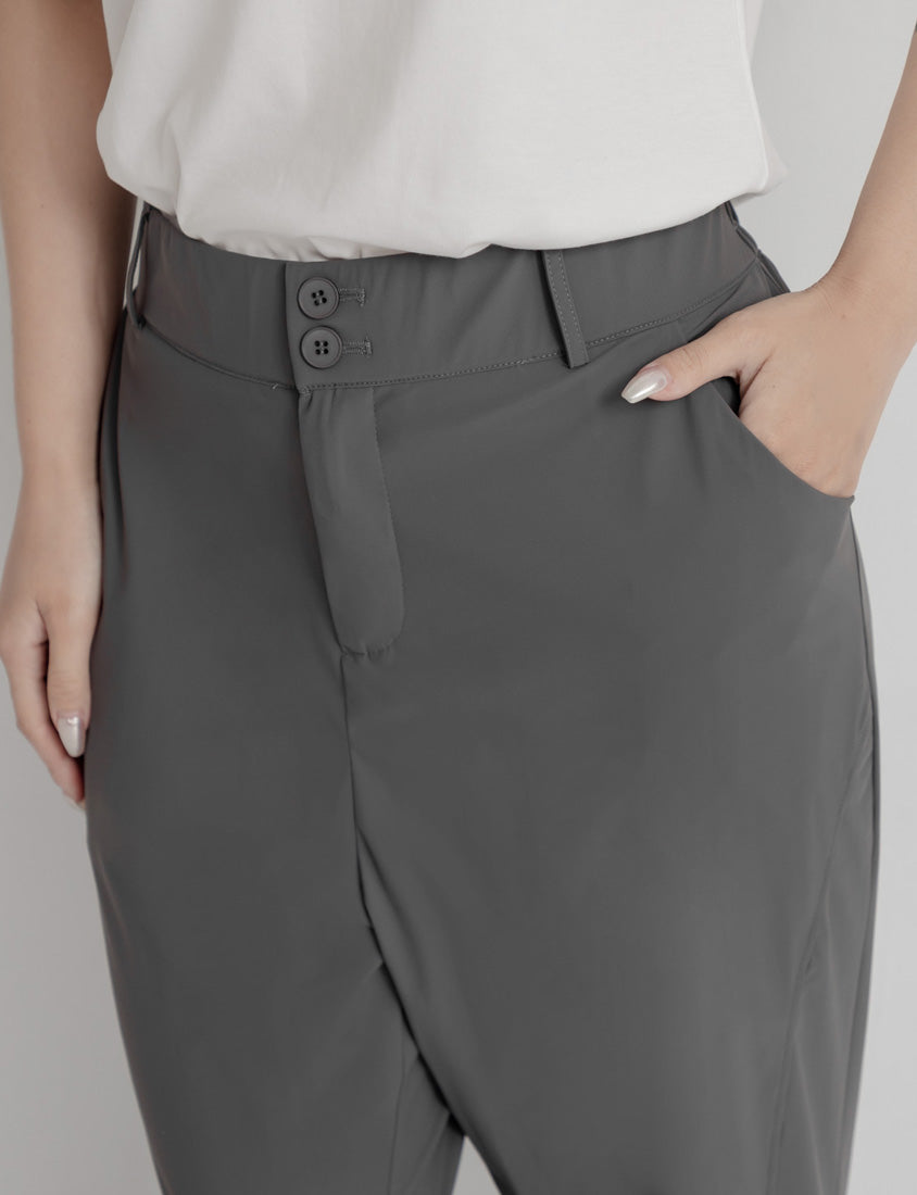 Silky Cool Elastic Back Waist Plus Size Straight Leg Pants