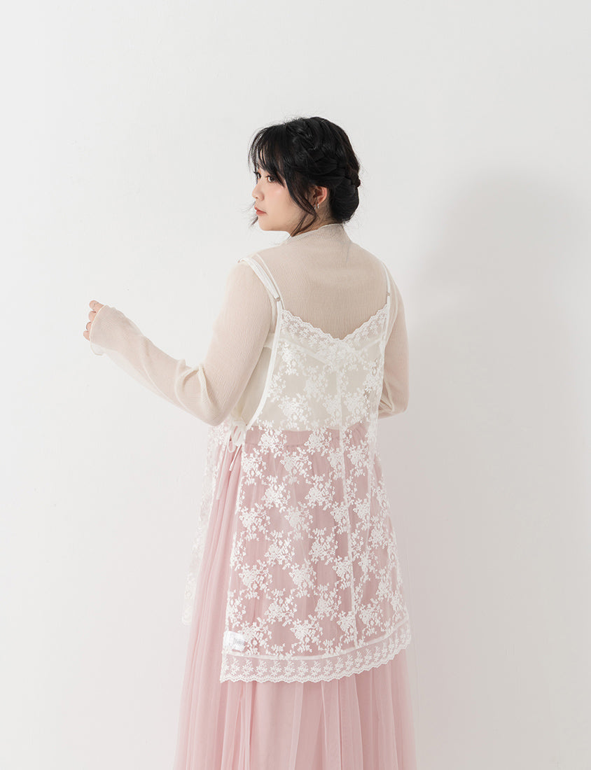 MISS. Lace Embroidered Side-Tie Layering Plus Size Vest