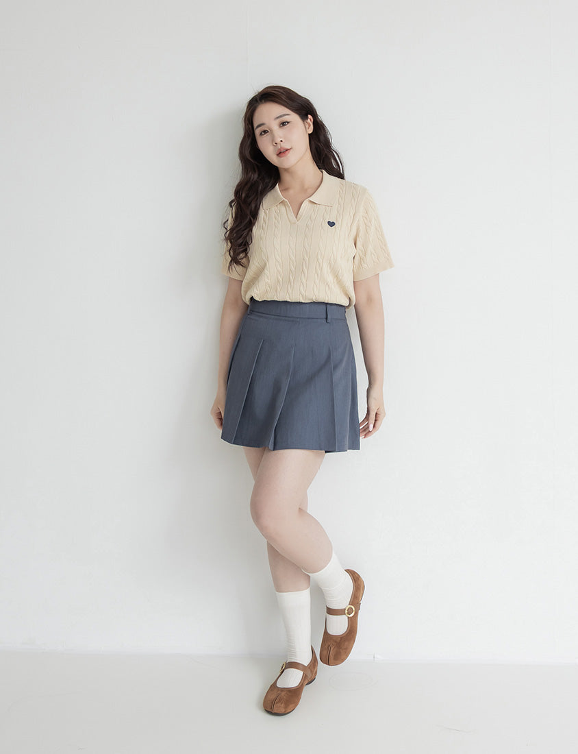 Sweet Preppy Pleated Plus Size Skort