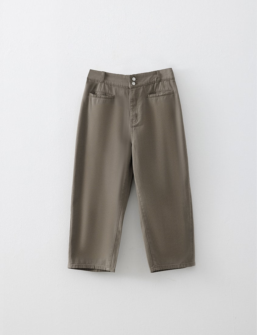Slim Fit Wide Waistband Twill Plus Size Boyfriend Pants