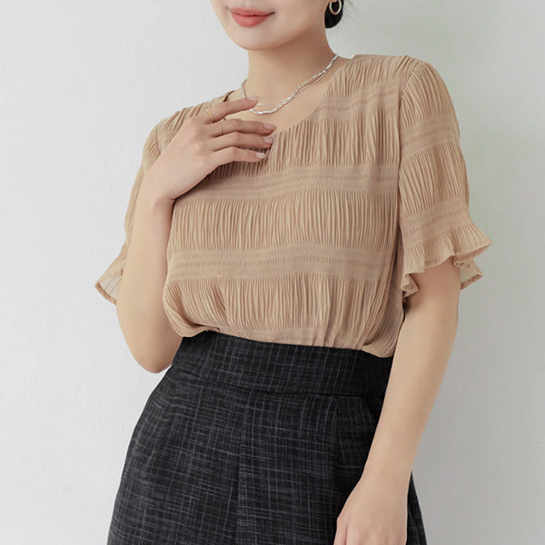 MISS. Korean Style Crinkled Plus Size Chiffon Top