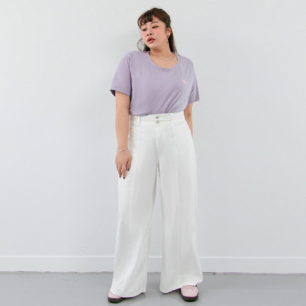 Apple-Shaped Friendly! Perfect Fit Twill Cotton Plus Size Wide Pants