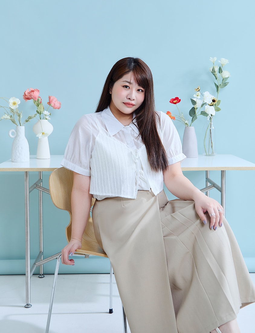 MISS. Faux Two Piece Sheer Plus Size Shirt