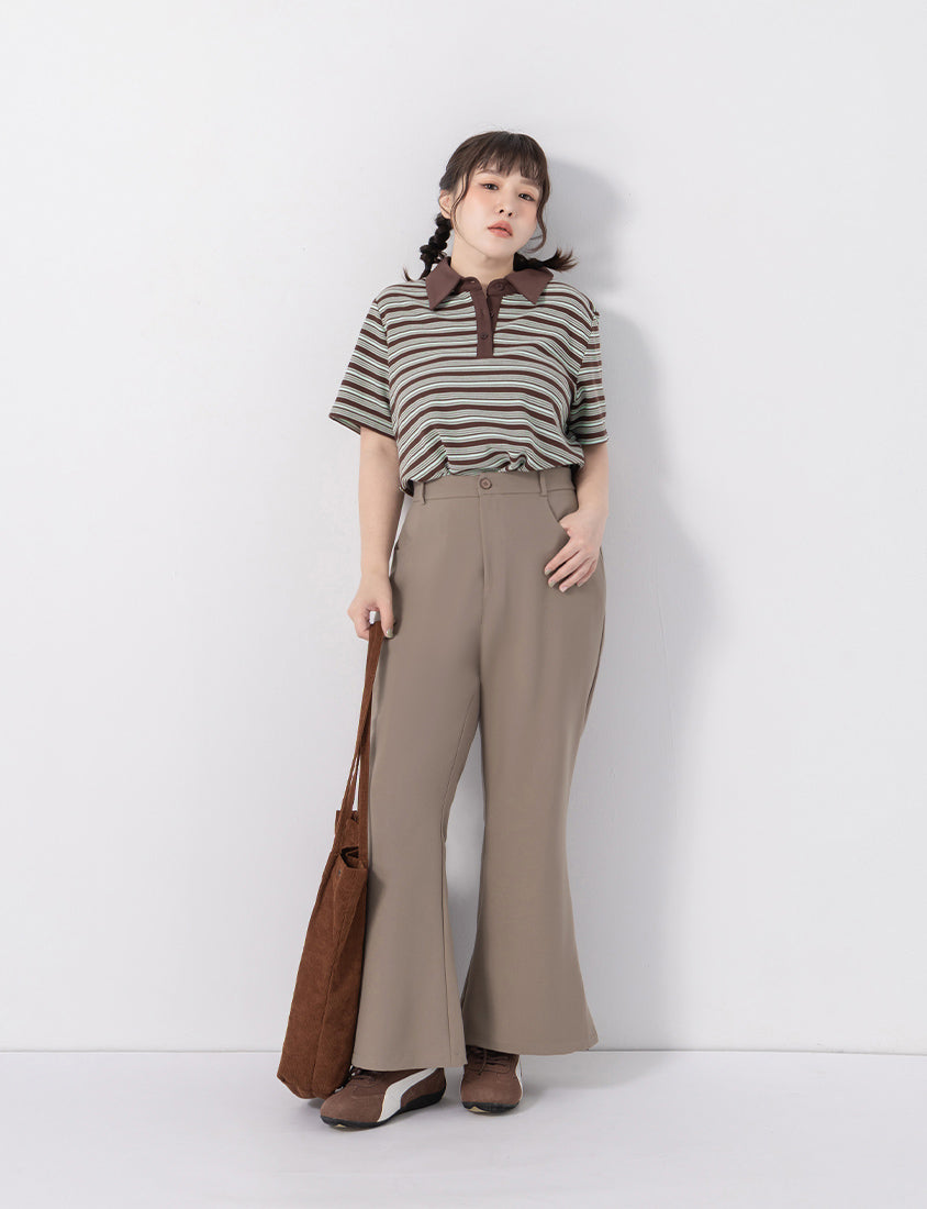Perfect Proportion Slim Fit Plus Size Flared Trousers (Short)