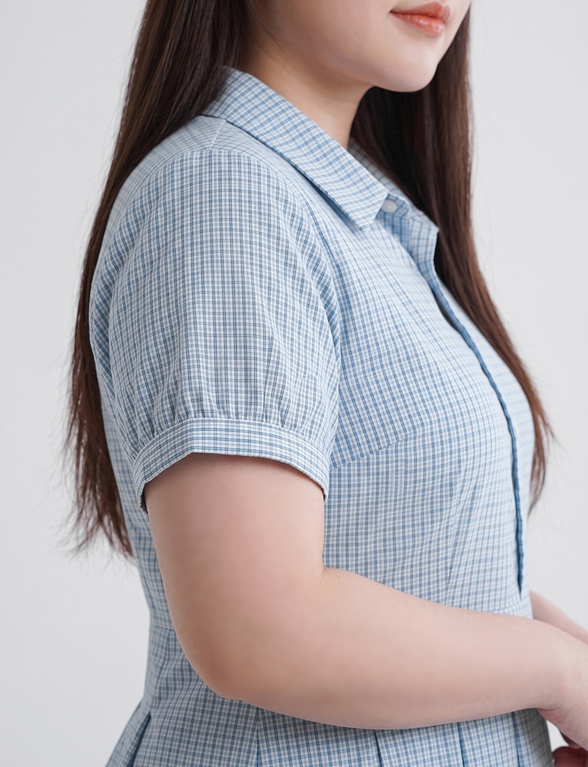 Collared Button-Up Gingham Plus Size Maxi Dress