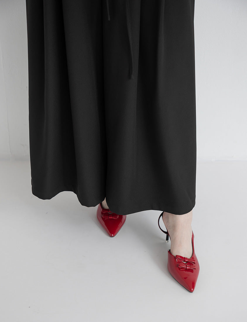 MISS. Pleated Cropped Plus Size Wide Leg Pants (With Waist Tie)