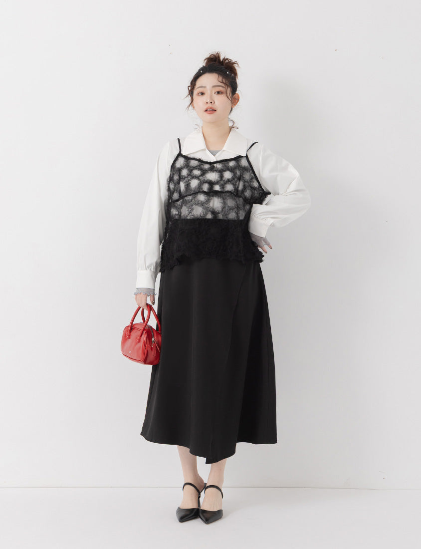 MISS. Elegant Intricate Mesh Tie Plus Size Camisole Vest