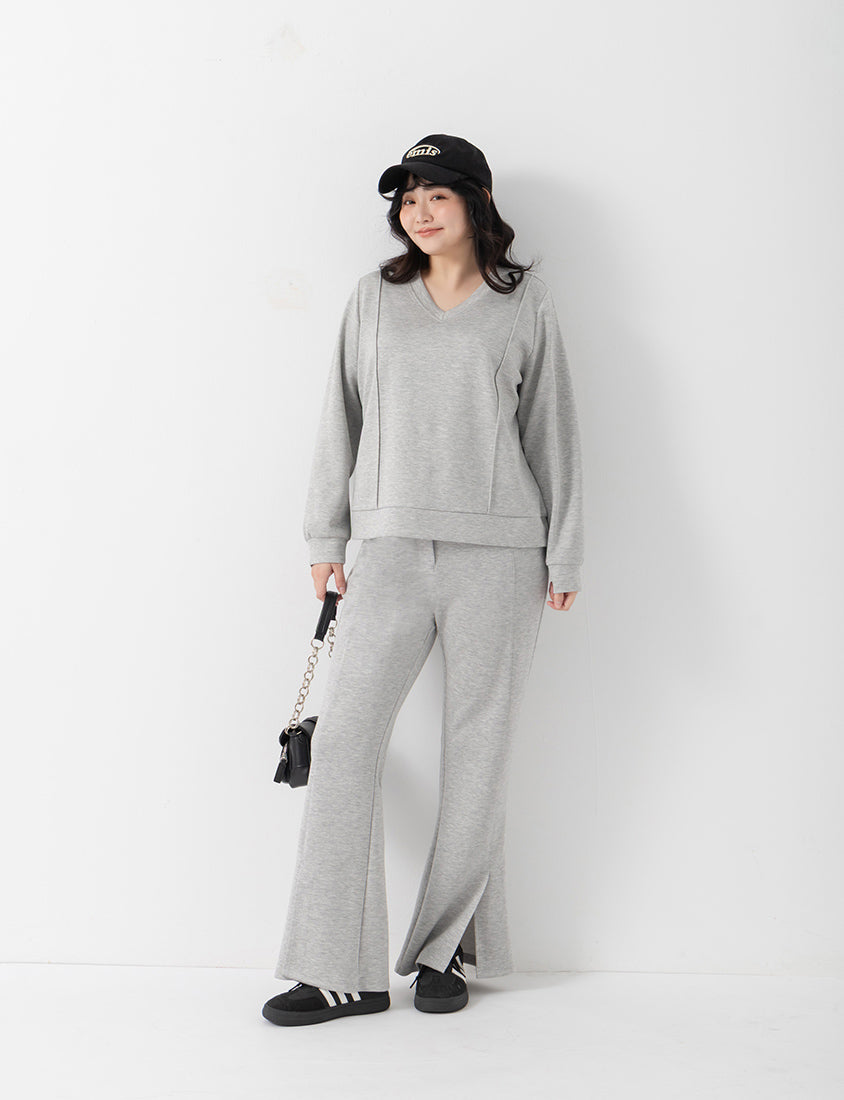QQ Yogurt Touch Cotton Asymmetric Double-Button Plus Size Flare Pants