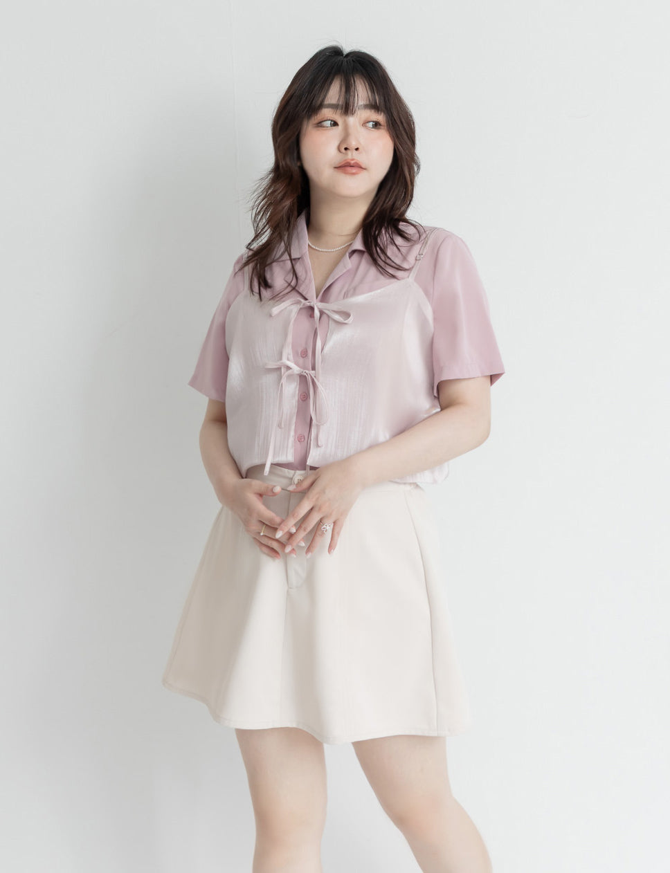 MISS. Minimal Textured Cuban Collar Plus Size Shirt