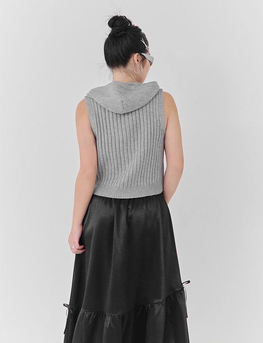 Double-Zip Hooded Plus Size Knit Vest