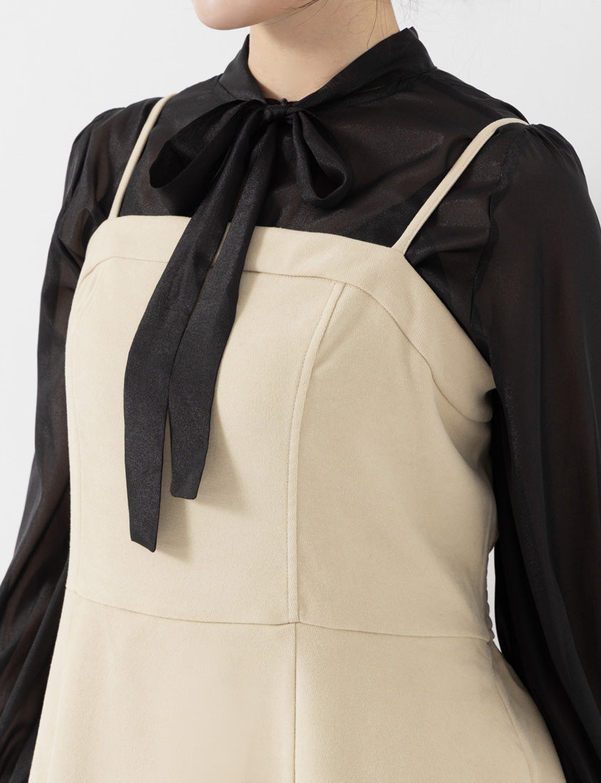 MISS. Adjustable Strap Brushed Twill Plus Size Cami Dress