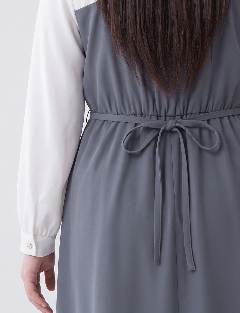 MISS. Smart Collared Faux Two-Piece Strap Plus Size Mini Dress