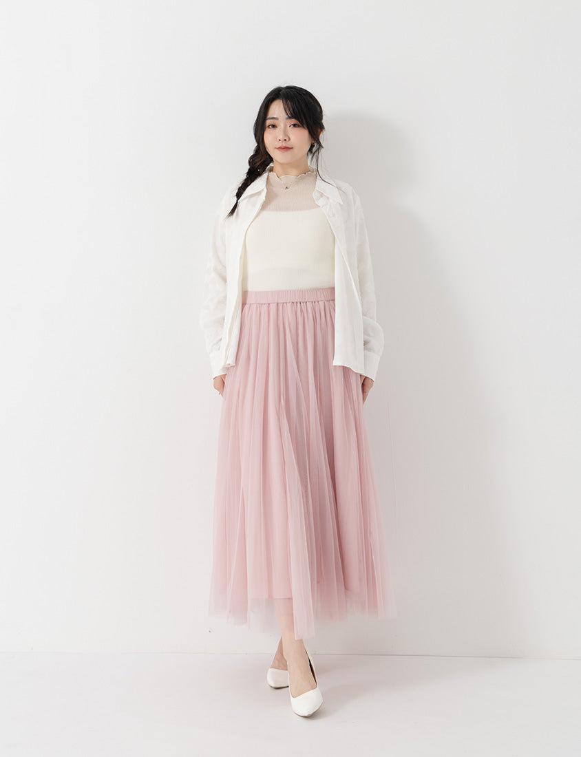 MISS. Japanese-Inspired Lace Sheer Jacquard Plus Size Shirt