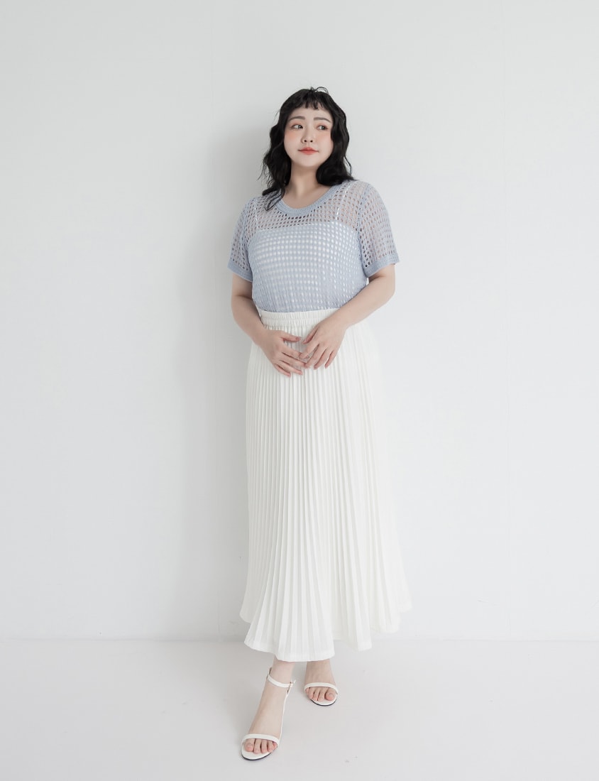 Summer Hollow Knit Short Sleeve Plus Size Top