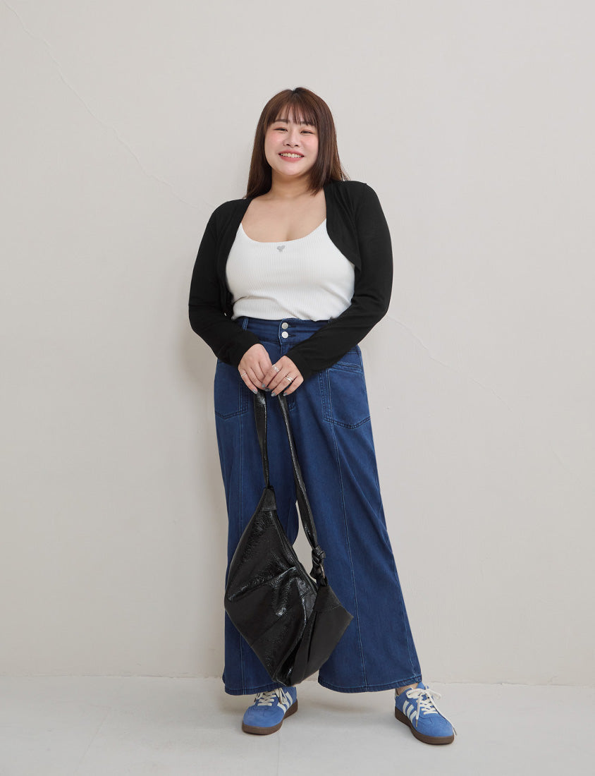 Semi Sheer Hem Plus Size Knit Cardigan