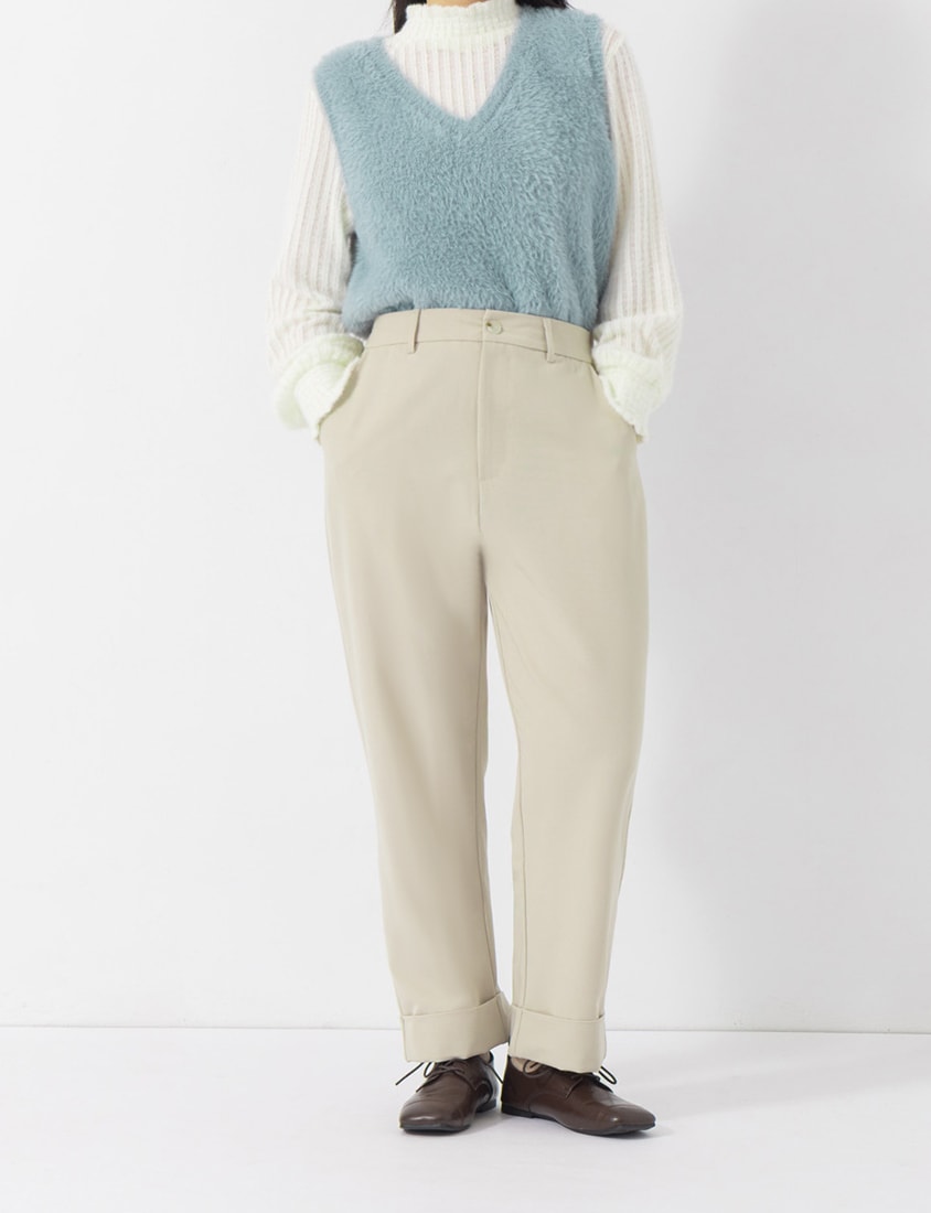 MISS. Boyfriend Style Cropped Cuffed Plus Size Tailored Pants