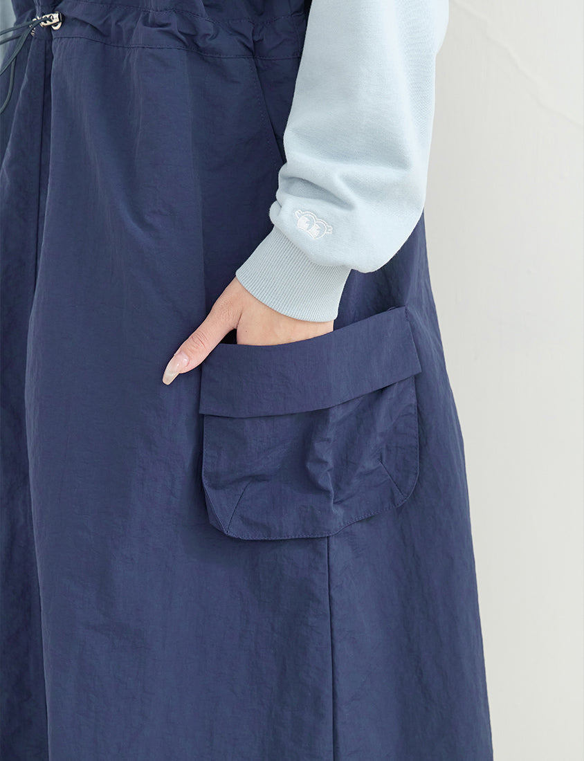Vintage Utility Adjustable Strap Plus Size Maxi Dress