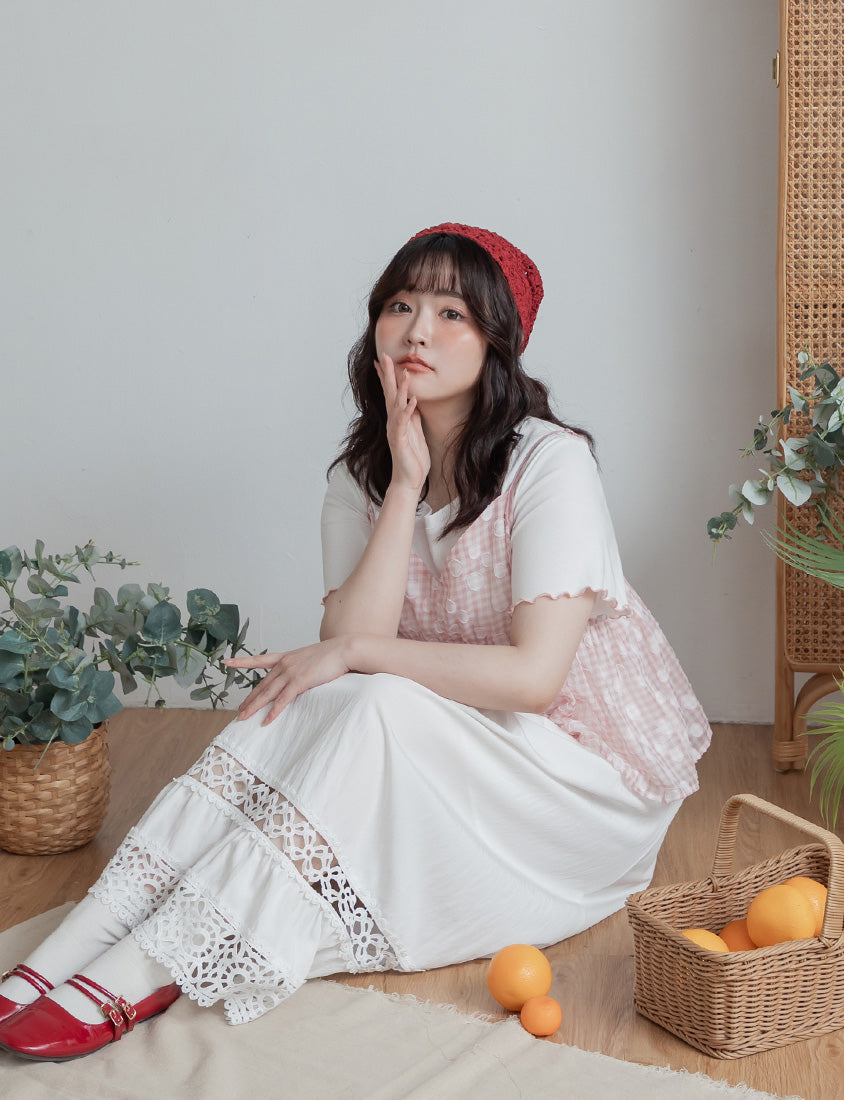 Playful Bubble Plaid Plus Size Two-Piece Set