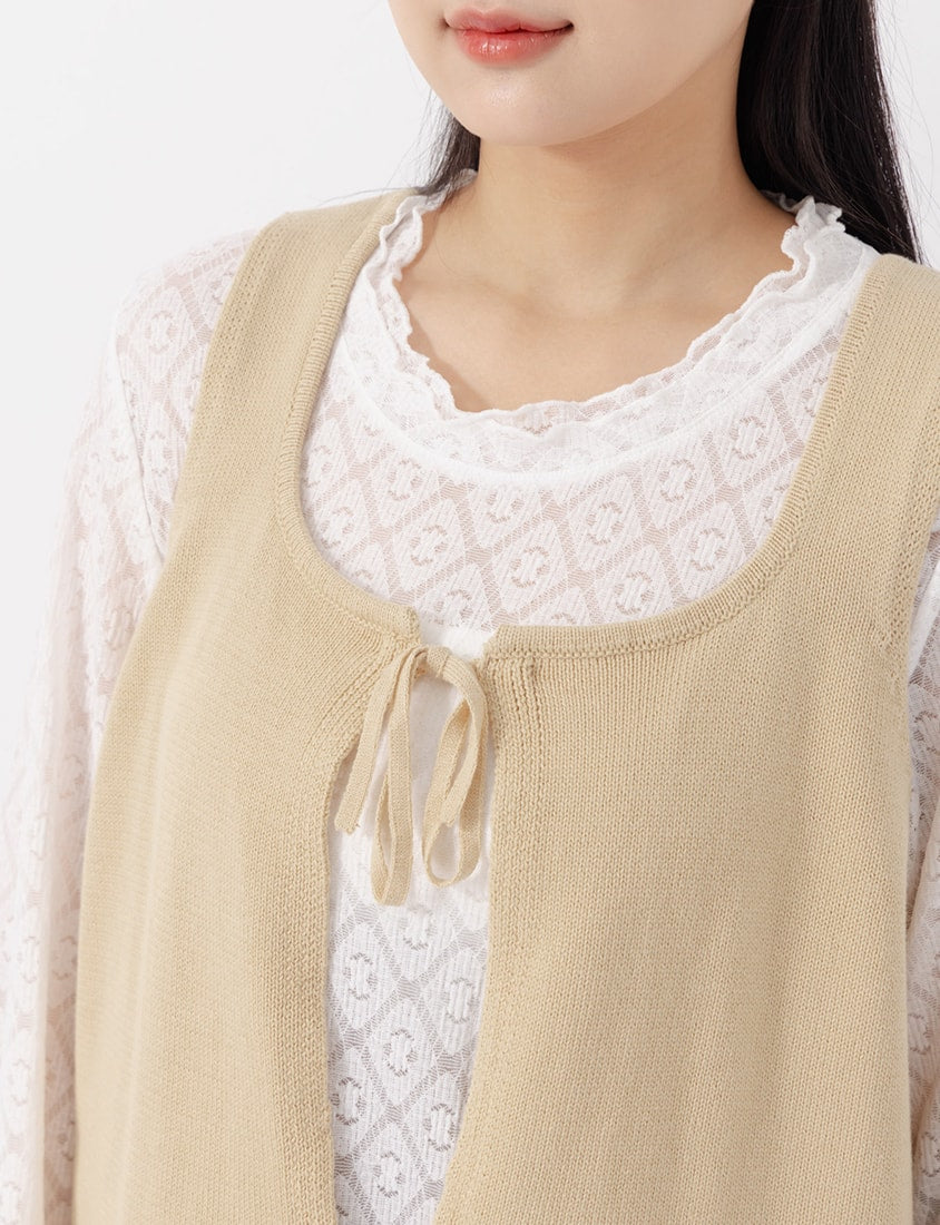 Lace-Trim Knit Layering Plus Size Tank Top