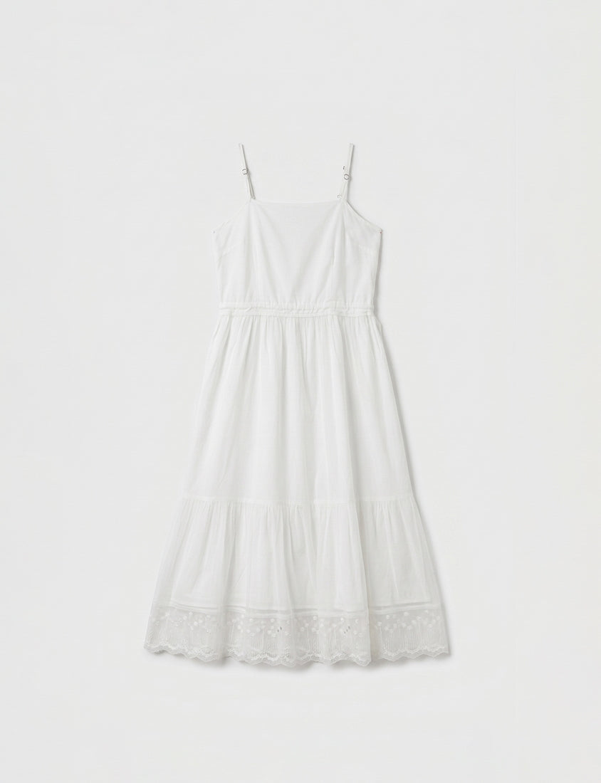 Romantic Adjustable Mesh Plus Size Cami Maxi Dress