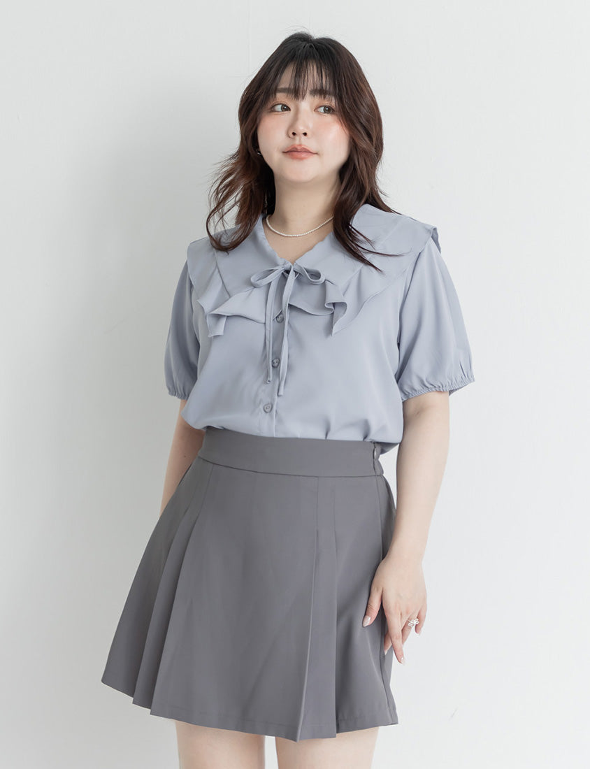 MISS. Ruffle Collar Chiffon Plus Size Shirt
