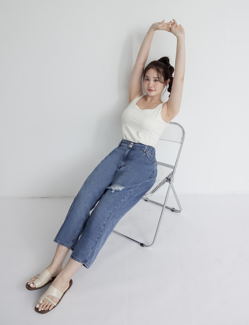 Cooling Lyocell Slimming Plus Size Boyfriend Jeans