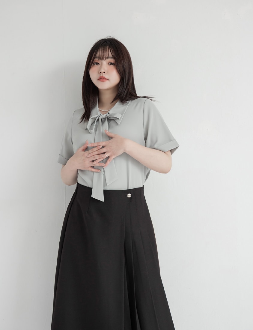 MISS. Asymmetric Pleated A-Line Plus Size Tailored Skirt