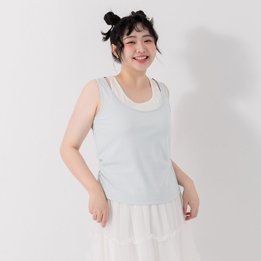 Instant Cooling Cat Paw Embroidered Contrast Plus Size Tank Top