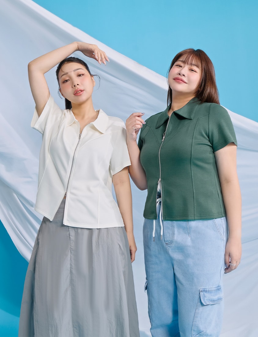 Instant Cool Cloud Cotton Double Zip Plus Size Shirt