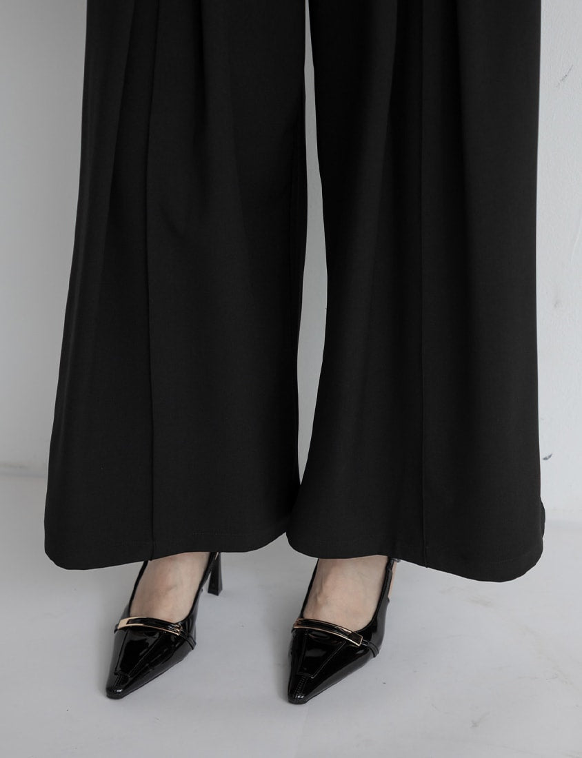 Pleated Cropped Plus Size Wide-Leg Pants