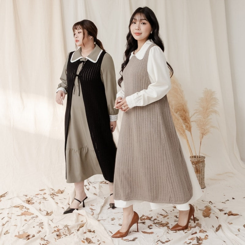 MISS. 2-Way Convertible Hollow Plus Size Long Knit Vest