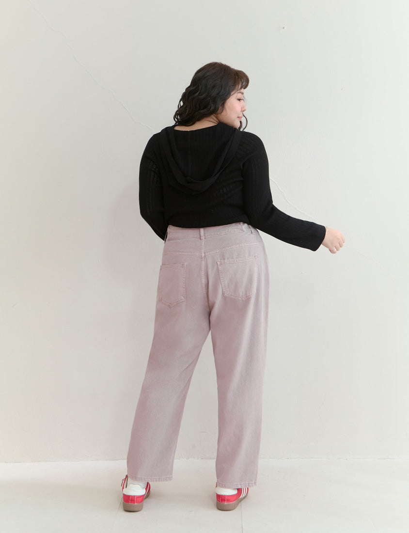 Unique Washed Double-Button Plus Size Boyfriend Jeans