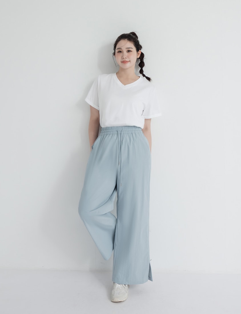 Instant Icy Cooling Sun Protection Slit Plus Size Wide-Leg Pants