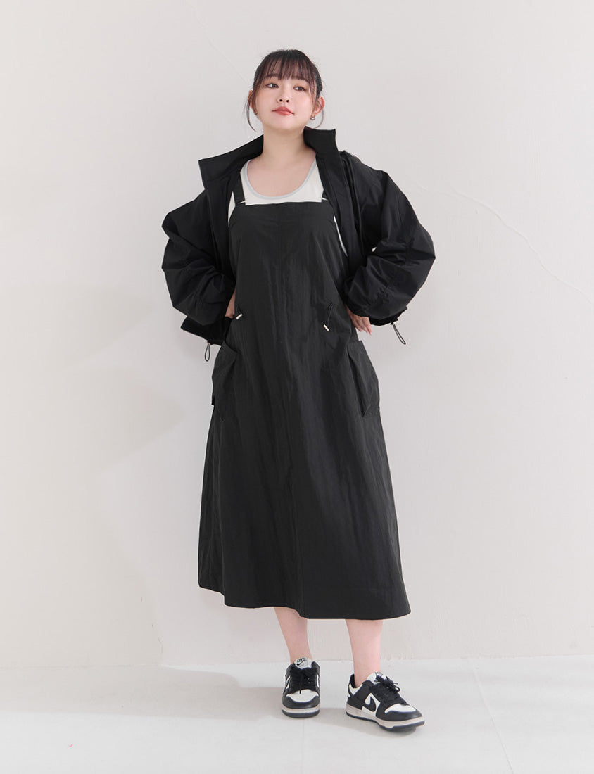 Light Utility Adjustable Strap Plus Size Maxi Dress
