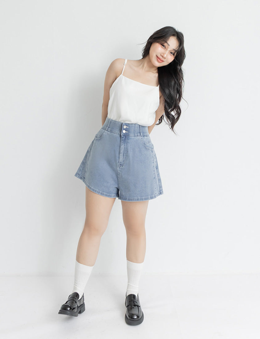 Slimming High Waist A-Line Plus Size Denim Shorts