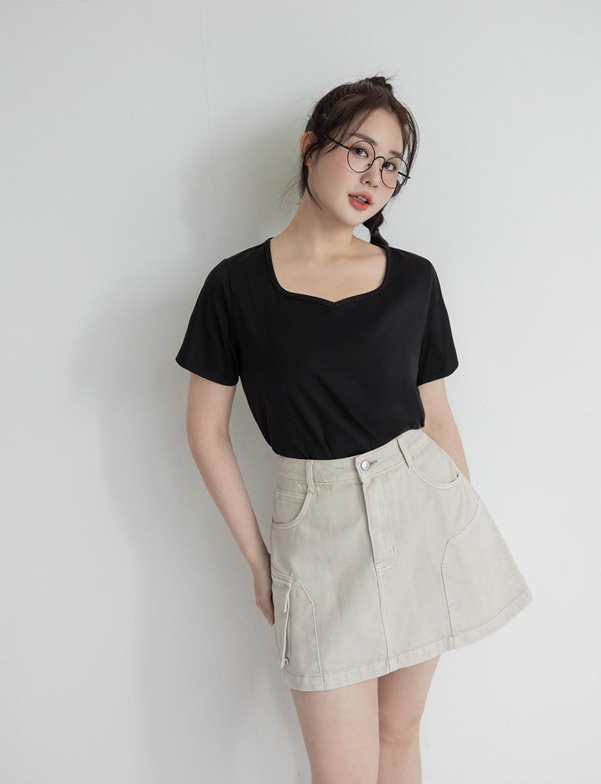 Upgraded 2.0! Sweetheart Neckline Plus Size Slim Tee