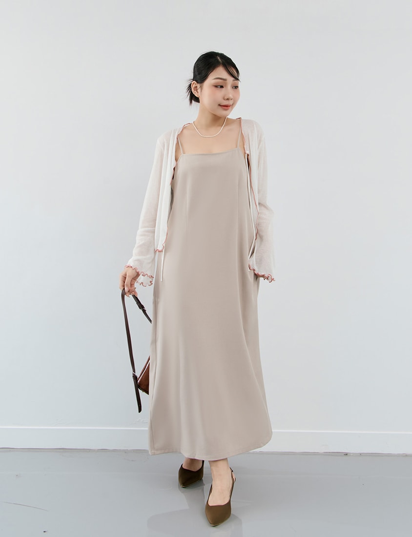 MISS. Contrast Ruffle Tie-Front Plus Size Cardigan